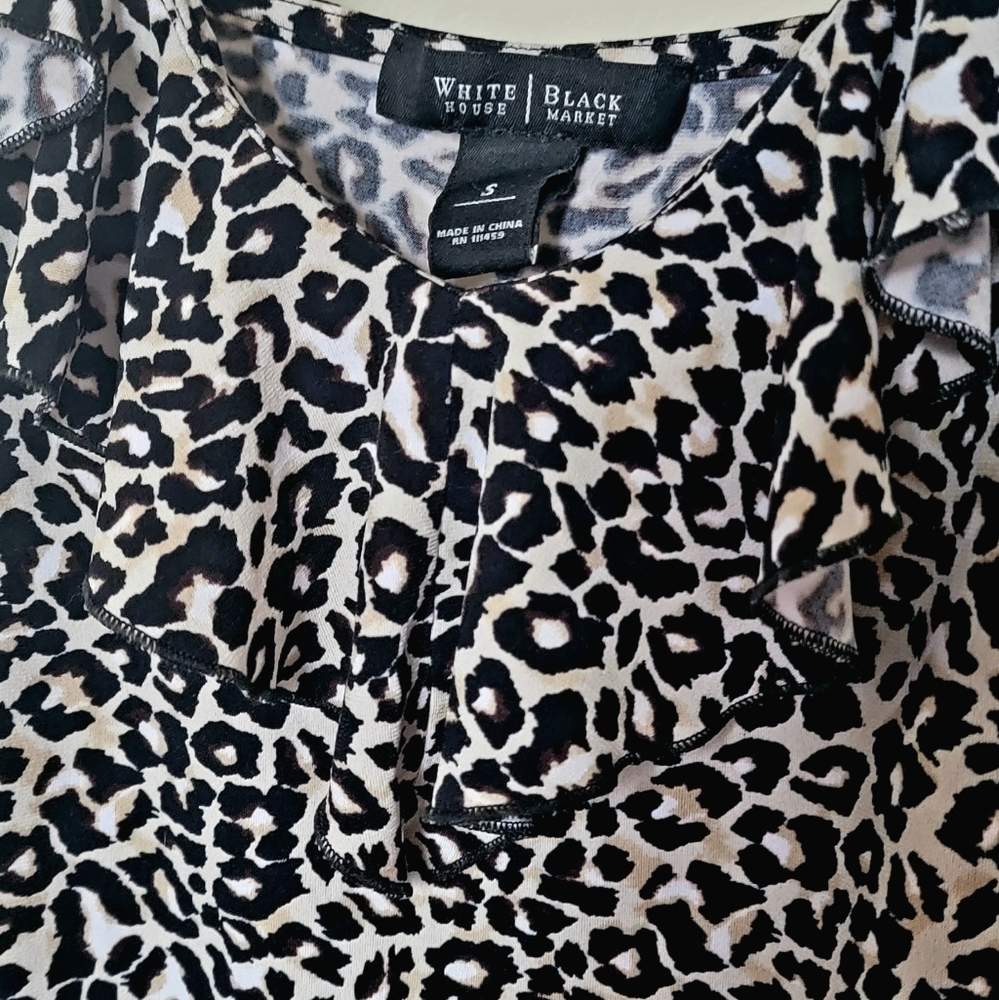 White House Black Market Ruffle VNeck Blouse